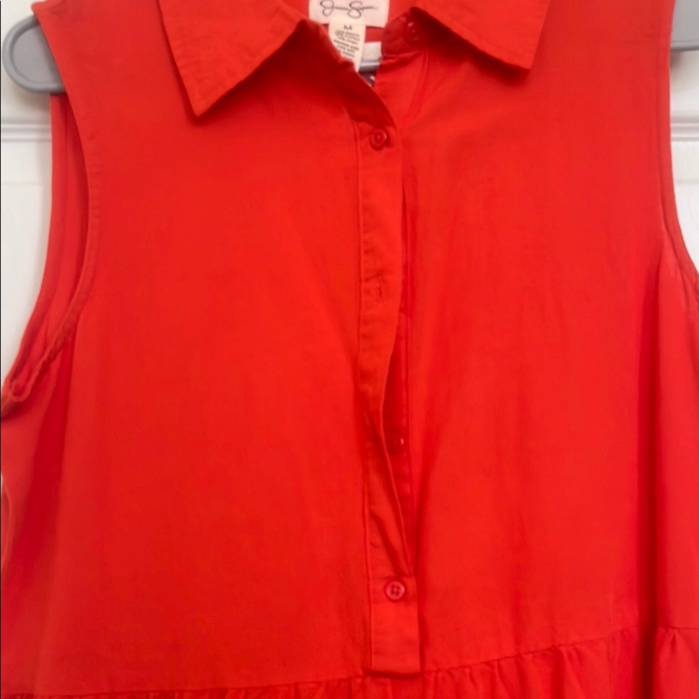 NWT Jessica Simpson Red Notched Collar Button Down Dress